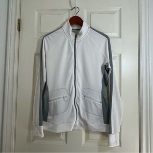 ALO Yoga White and Gray Full Zip Jacket Size Large